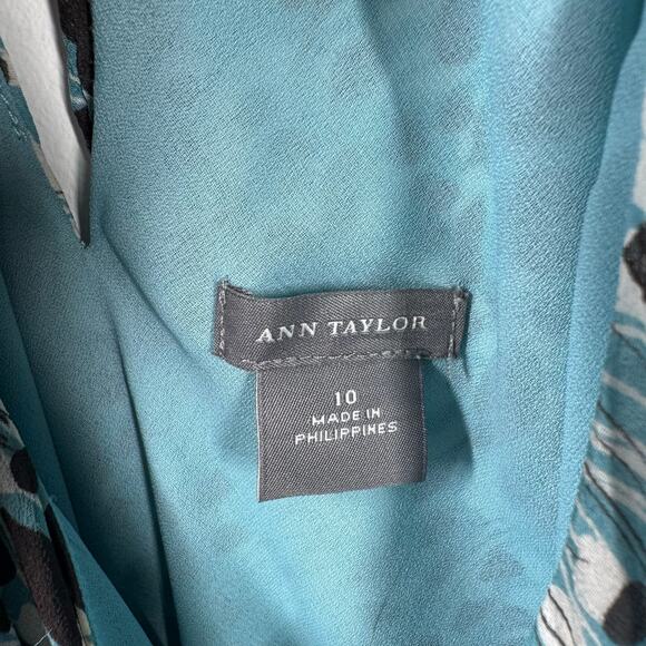 Ann Taylor Dress Women 10 Blue Black Silk Leopard Halter Spice Girl Y2K Beach - Picture 7 of 8